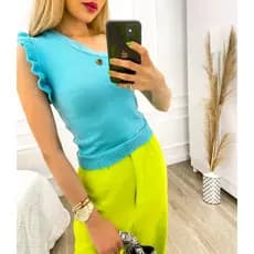 blusa mula manca babado elastano