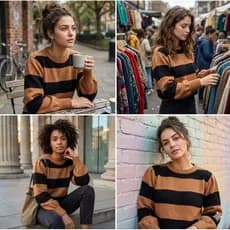 blusa feminina listrada jacar manga bufante