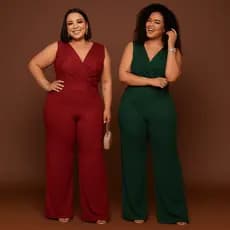 Kit 2 Macacão Regata Plus Size Blogueirinha Feminino Chique Canelado e Elastano Calça Pantalona da moda de Verão