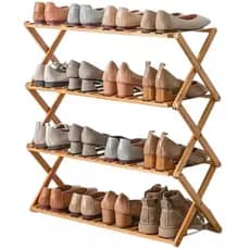 Sapateira de Bambu Multiuso em X para 12 Pares