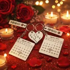 Kit 2 Chaveiros em MDF com Calendário, Spotify, Presente De Casal, date, namorados