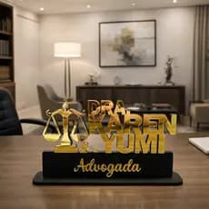 Placa de mesa de profissão MDF  preto sobreposição de acrílico dourado presente decoração escritório