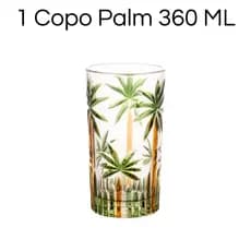 1 Copo Alto sucos Agua Drinks Palm Tree Handpaint 360 Ml Wolff