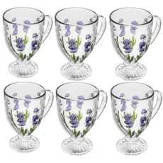 Jogo 6 Canecas Cappuccino 190 ml Lyor Lavanda Hand Painting Cristal