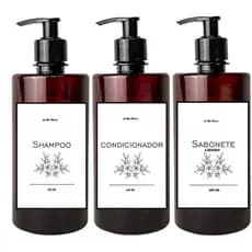 Kit 3 Frascos Ambar Minimalista Decorativo Refil Luxo 500ml