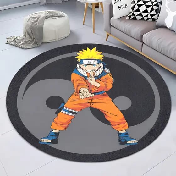 Tapete Redondo Naruto Infantil Antiderrapante 88x88cm Comprimento 88 Cm Cor Tap-r0003