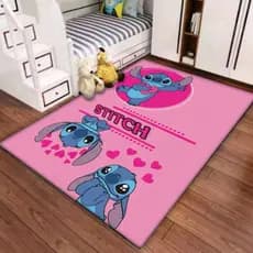 Tapete Retangular Personagem St1tch Rosa Infantil Quarto
