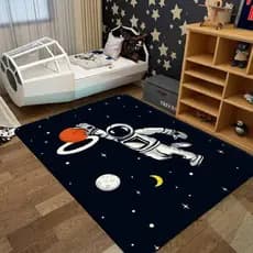Tapete 100x140 Retangular Astronauta Galáxia Antiderrapant