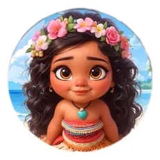 Painel Redondo Moana 50x50 Cm Tecido Sublimado Elástico Baby