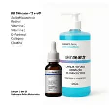 Kit Skincare - 12 em 1 - Retinol, Hialurônico, Vitamina C - Sabonete Facial e Sérum Facial