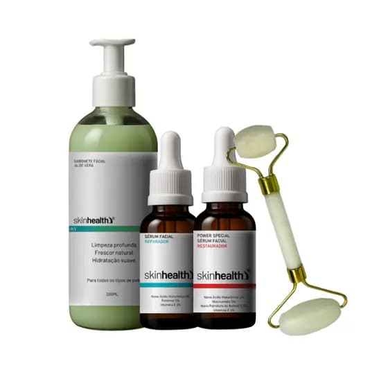 Kit Skin Care - Rejuvenescimento - Retinol, Hialurônico, Massageador Skinhealth