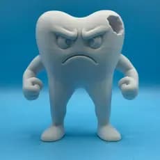 Estatueta Dente Molar Irritado de Luta Contra Cárie Impressão 3D Decoração Consultório
