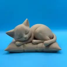 Estatueta Gato Dormindo na Almofada Impressão 3D Decoração Fofa