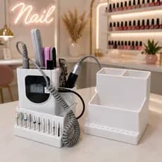 Organizador de Brocas e Motor de Lixa Profissional – Suporte Porta Lixa Elétrica Nail Designer