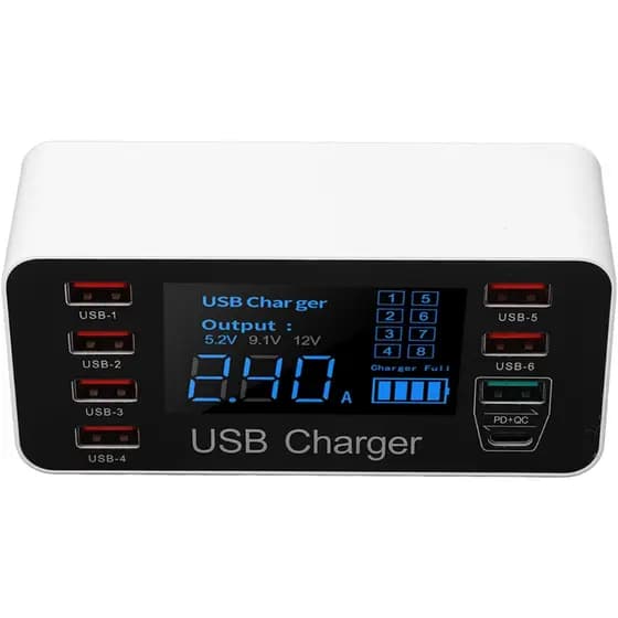 Carregador Usb Rápido Com Porta Qc3.0 40w Estação De Carga