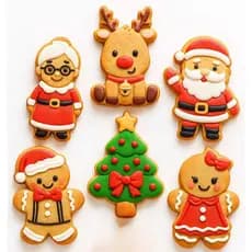 kit 6 Cortadores + Carimbos Biscoito de Natal 5cm e 6cm- Papai Noel, Árvore de Natal - Com Puxador