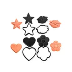 Kit 4 Cortadores e Carimbos de Biscoito – CORAÇÃO - ESTRELA - FLOR - BOCA - 5cm