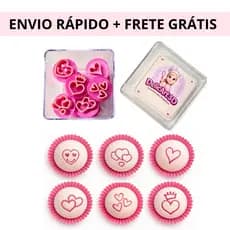 Kit Profissional 6 Carimbos para Brigadeiro 3D Coração Molde Doces Confeitaria