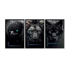 Quadro Decorativo Motivação Foco Execução Disciplina Águia Lobo Leão Luxo Premium