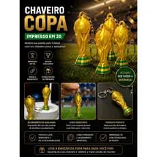 Kit 10 a 100 Chaveiros Troféu Copa do Mundo 2026 Lembrancinha Futebol Premium
