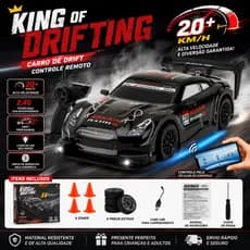 Carrinho de Controle Remoto recarregável Drift neon Ford Mustang Nissan GTR corrida 4WD tração nas quatro rodas Alta Per