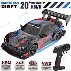 Carrinho de controle remoto recarregável BMW M4 Drift RC com neon corrida 4WD tração quatro rodas