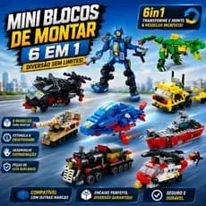 Blocos construção Montar tijolos encaixar 6em1 helicóptero dinossauro caminhão Policia Bombeiro Dragão Roblox Minecraft