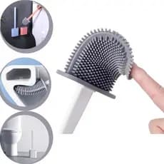 Escova Sanitária De Silicone Flexível Higiênica Com Suporte Adesivo Para Parede