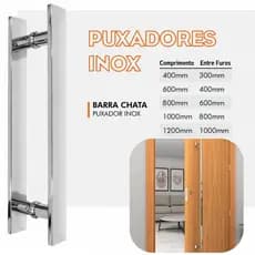 PUXADOR PORTA DUPLO BARRA CHATA INOX 304 POLIDO INTERNO EXTERNO PIVOTANTE MADEIRA VIDRO ALUMINIO