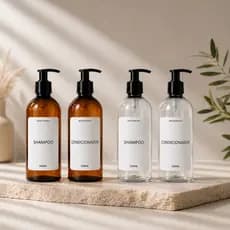 Kit Frascos 500ml Transparente/Âmbar - Shampoo e Condicionador + Envio Imediato