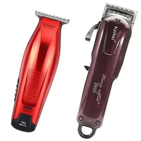 Máquina Cortar Cabelo Profissional Kemei Km 2600 + MAQUINA DE ACABAMENTO KEMEI KM 5026