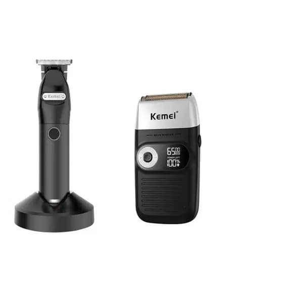 Maquina de cortar Cabelo Barbeador de acabamento com base kemei km 1753 + Shaver km 2026