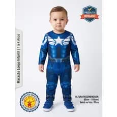 Fantasia Capitão América Infantil Menino Macacão Longo Marvel Rubies Oficial