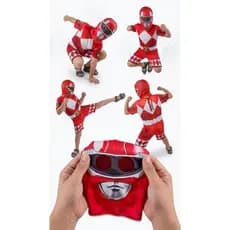 Fantasia Infantil Power Ranger Vermelho + Mascara Realista de Tecido