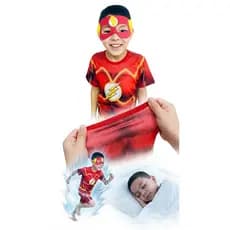 Fantasia Pijama Flash Velocista com mascara de eva 1 a 10 anos