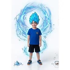 Mascara Fantasia Goku Super Sayajin Blue God - Peruca Tipo Mascara DRAGON BALL