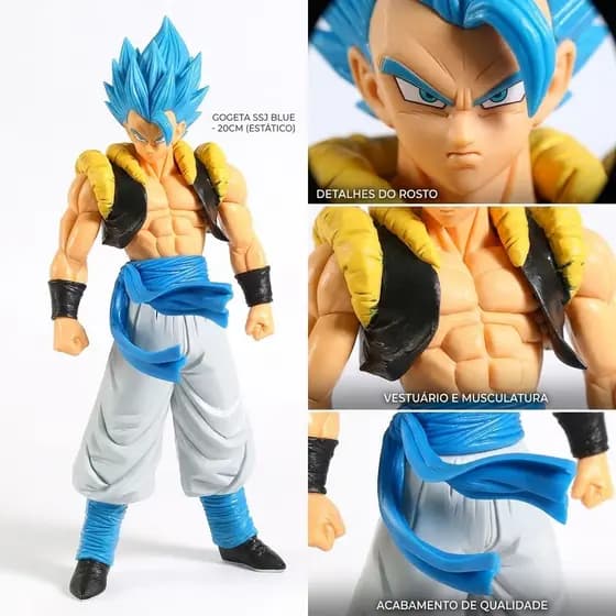 Action Figure Gogeta Super Saiyajin Blue Dragon Ball 18cm PVC Goku e Vegeta - Colecionável