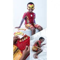 Fantasia Infantil Homem de Ferro com mascara de eva 1 a 10 anos Pijama