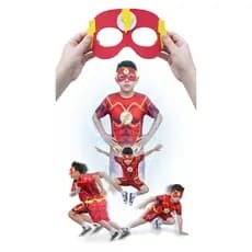 Fantasia Infantil Flash Velocista com mascara de eva 1 a 10 anos Pijama
