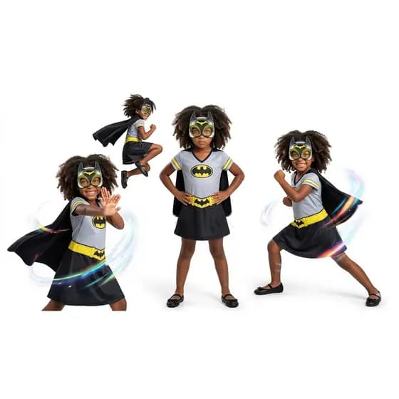 Fantasia Batgirl Infantil Completa Heroína Menina com Capa