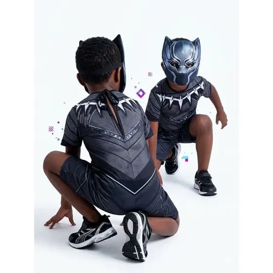 Fantasia Infantil Pantera Negra Wakanda + Máscara - Envio imediato