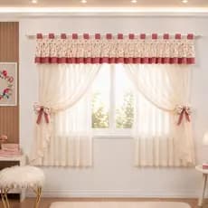 Cortina Quarto Infantil Menina Princesa forro Micro e Voal p/ varao 2m
