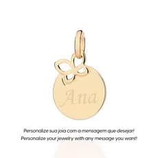 Pingente personalizável com logo rommanel vazado banhado a ouro 18k 542978