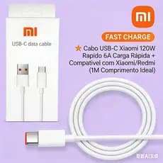 Cabo Turbo 6A para Xiaomi 1m USB Tipo-C ou Tipo-C x Tipo-C| Carregamento Rápido e Dados