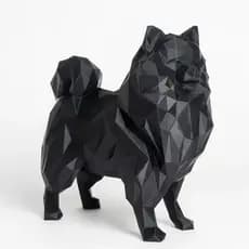 Spitz Alemão - Lulu-da-pomerânia Escultura - Cachorro Geométrico Decorativo