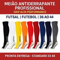 Meião Antiderrapante Profissional Futebol Futsal Kit 5, 3 ou 1 Pares Meião Grip Alta Performance Até o Joelho 37 ao 44