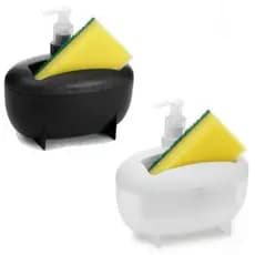 Dispensador  Para Detergente Dispenser  Sabao 2x1 Detergente Suporte Porta Bucha Esponja Limpeza vc