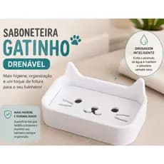 Saboneteira gatinho fofo drenável