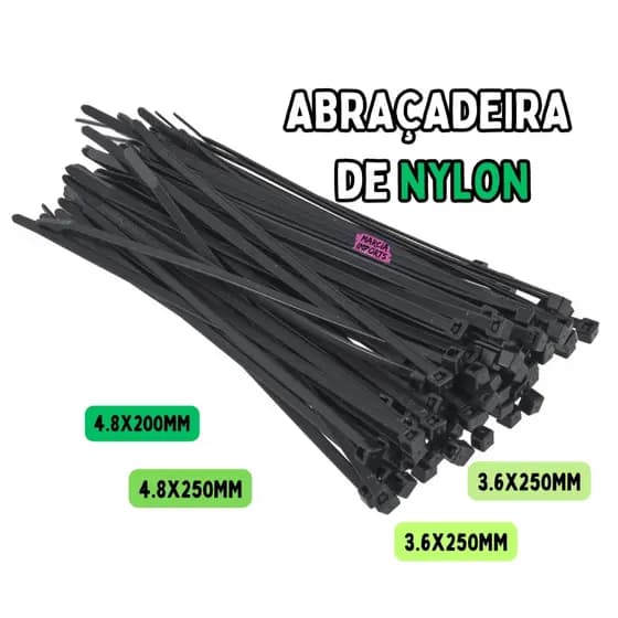 Abraçadeira de Nylon Cintas Plasticas Preto Enforca Gato Kit com 100 Pcs varios tamanhos Pronta Entrega