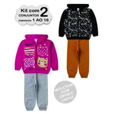 2 Conjunto Frio infantil 1 ao 16 Moletom Juvenil frio Inverno Menina ou Menino
